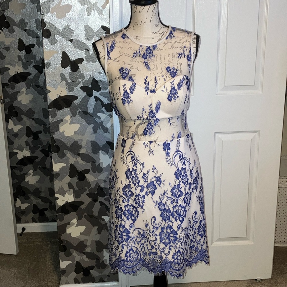 Bebe Lacey Cut-Out Midi Dress